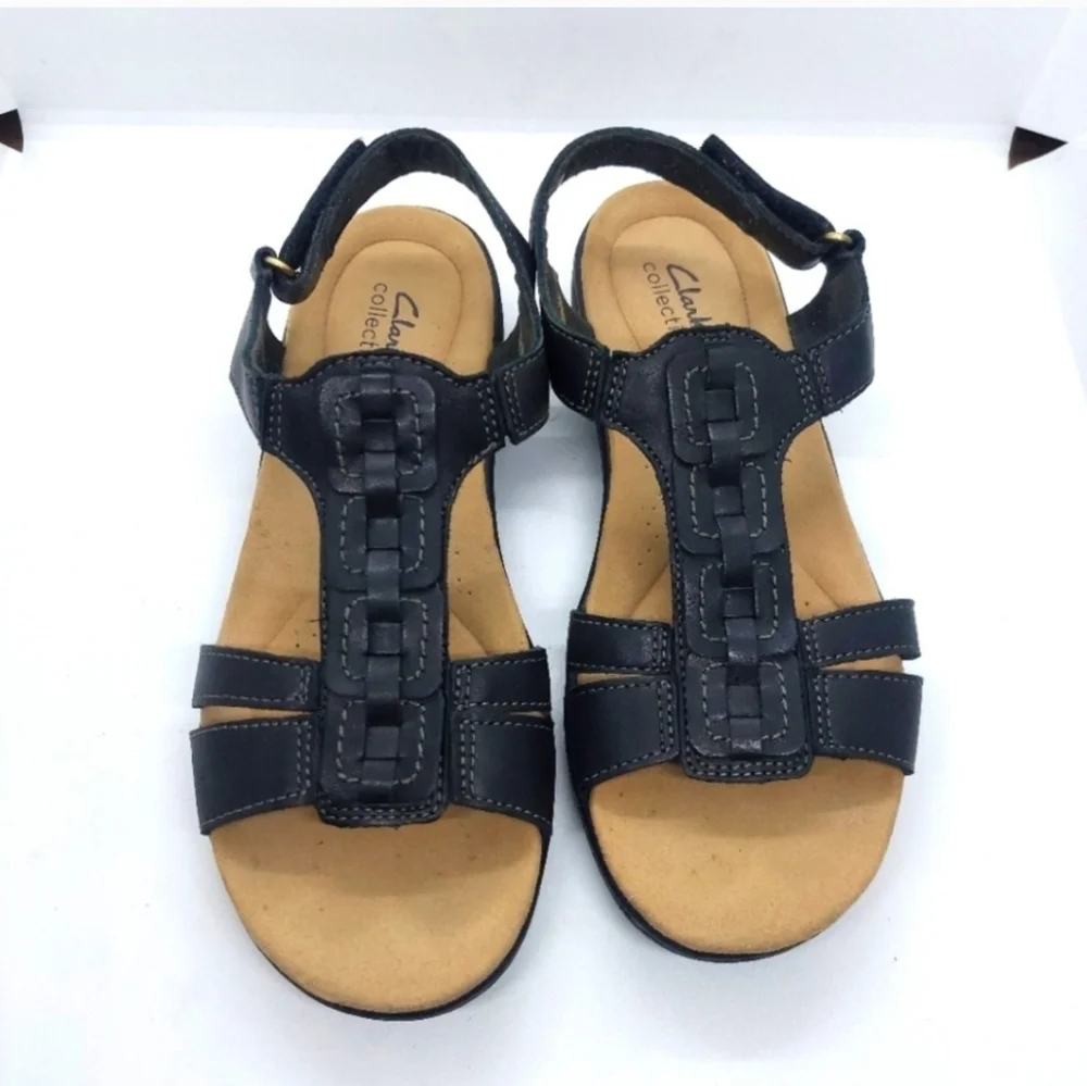 Clarks Womens Sandals Laurieann Kay Black Leather Size 8.5M - Picture 3 of 3